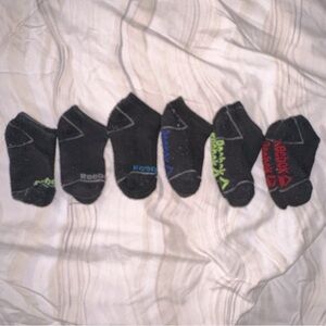 Reebok Toddler‎ Black Ankle Socks with Multi-Color Accents